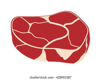 Fresh crude pork meat steak vector isolated on white background