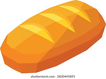 Fresh Crusty Bread Loaf Vector Illustration Isolated on White Background