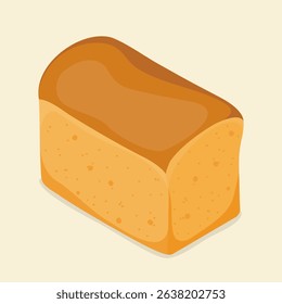 Fresh and crusty loaf of bread. Isometric flat vector illustration. Eps 10.