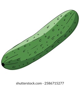 Fresh Cucumber Icon Flat Style Vegetable Illustration