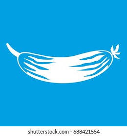 Fresh cucumber icon white isolated on blue background vector illustration