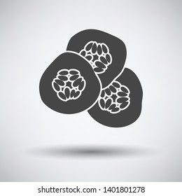 Fresh cucumber slices for SPA procedure icon on gray background with round shadow. Vector illustration.