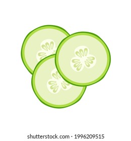 Fresh cucumber slices, vector illustration of vegetables for use in recipes, cosmetics