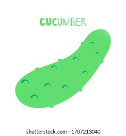 fresh cucumber vegetable isolated icon. cucumber for farm market, vegetarian salad recipe design. Vector illustration in flat style