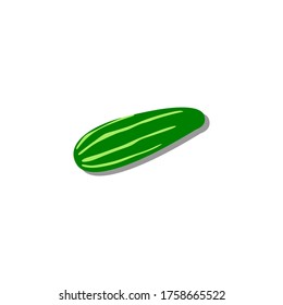 icono aislado de hormigón fresco. pepino para el mercado agrícola, diseño de recetas de ensalada vegetariana. Ilustración vectorial en estilo plano
