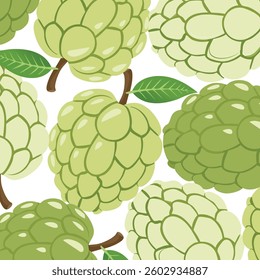 Fresh Custard Apple Vector Illustration with Sugar Apple Fruit Slice and Tropical Healthy Food Concept Design