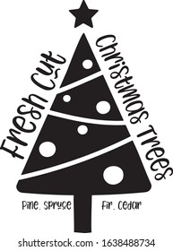 Fresh Cut Christmas Trees pine Fir Spruce Cedar Christmas Greeting in a Banner