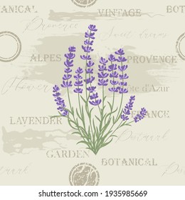 Fresh cut fragrant lavender plant flowers bunch, realistic icon isolated vector illustration.