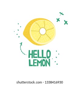 Fresh cut lemon hand drawn vector illustration