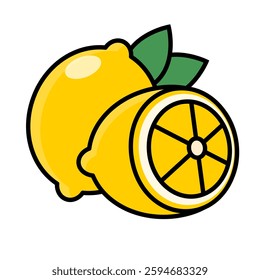 Fresh cut lemon icon. Vector.