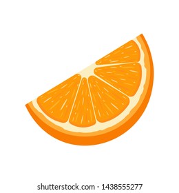 Fresh cut slice orange fruit isolated on white background. Tangerine. Organic fruit. Cartoon style. Vector illustration for any design.