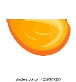 Fresh cut slice persimmon fruit isolated on white background. Summer fruits for healthy lifestyle. Organic fruit. Cartoon style. Vector illustration for any design.