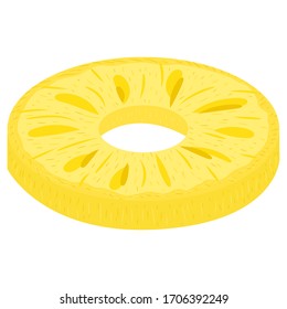 Frisch geschnittene Scheibe ringt Ananas-Früchte einzeln auf weißem Hintergrund. Sommerfrüchte für gesunden Lebensstil. Bio-Früchte. Cartoon-Stil. Vektorillustration-Illustration für jedes Design.