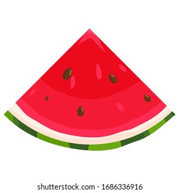 Fresh cut slice watermelon fruit isolated on white background. Summer fruits for healthy lifestyle. Organic fruit. Cartoon style. Vector illustration for any design.