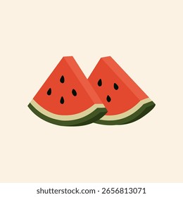Vector de fruta de sandía recién cortada