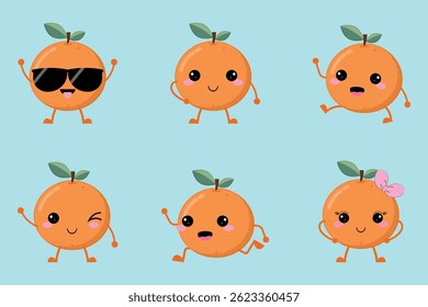 Fresh And Cute Cartoon Orange Fruit Collection