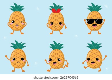 Fresh And Cute Cartoon Pineapple Fruit Collection