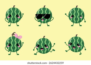 Fresh And Cute Cartoon Watermelon Fruit Collection