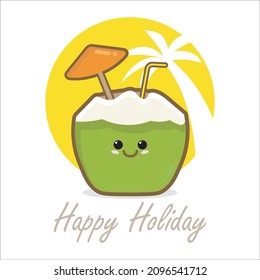 fresh cute coconut water as a symbol of holiday