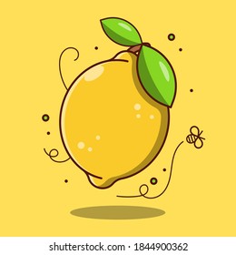 Fresh cute lemon fruit, flat design