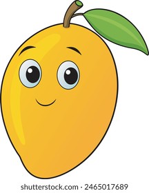 Fresco lindo mango Fruta, Arte vectorial de fondo blanco
