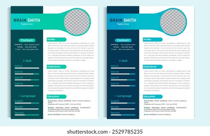 Novos modelos de design cv. Currículo limpo e moderno, aplicativos de trabalho de layout de negócios de carta de apresentação. 