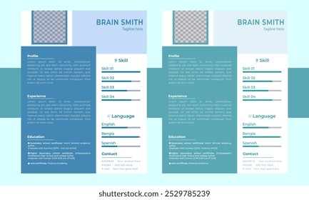 Plantillas frescas del diseño del cv. Currículum limpio y moderno, carta de presentación de las aplicaciones de trabajo de diseño de negocios. 