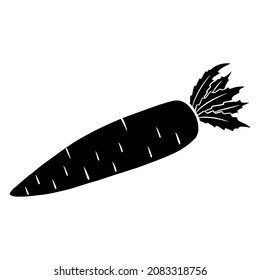 Fresh daikon. Japanese radish. Ingredient for dishes. Silhouette. Vector illustration for design and decoration.