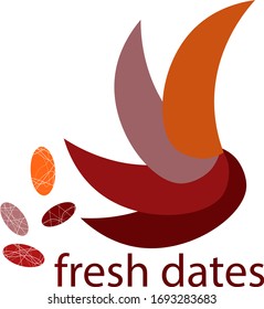 Fresh dates.The logo is bright and modern, attracting attention.Graphic design.White background.Vector.