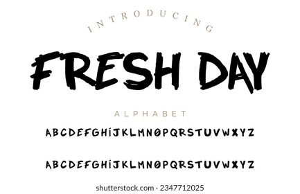 Fresh Day hand lettered font Smooth beautiful brush script  design Handwritten lettering typeface Cursive alphabet Quality typography for quotes titles logos posters apparel packaging social .