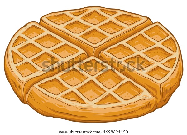 Fresh Delicious Belgian Waffles Vector Illustration Stock Vector ...