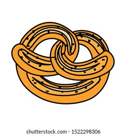 fresh and delicious bread pretzel in white background vector illustration design