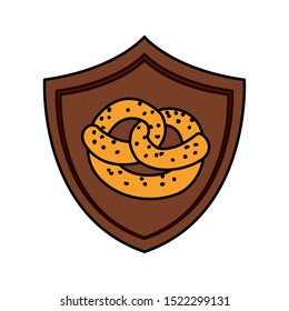 fresh and delicious bread pretzel in white background vector illustration design
