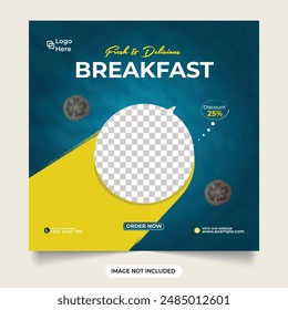 Fresh and delicious breakfast social media post. Special food social media banner template for facebook and instagram post template.