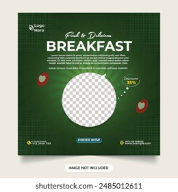 Fresh and delicious breakfast social media post. Special food social media banner template for facebook and instagram post template.