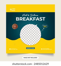 Fresh and delicious breakfast social media post. Special food social media banner template for facebook and instagram post template.