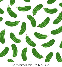 Fresh and delicious cucumber background. Seamless pattern of cucumber. Illustrations for backgrounds, banners, posters, textile prints, web design and covers