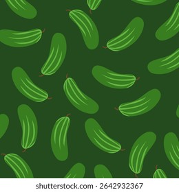 Fresh and delicious cucumber background. Seamless pattern of cucumber. Illustrations for backgrounds, banners, posters, textile prints, web design and covers
