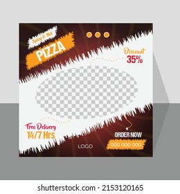 Fresh and delicious Fast food menu Social media post design vector template for restaurant business marketing purpose. Tasty pizza, burger, pasta online sale promotion flyer or poster