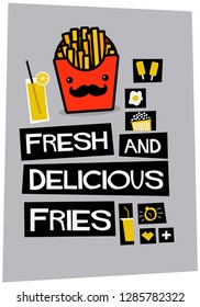 Fresh and Delicious Fries Retro Style Poster Design