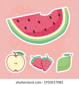 fresh and delicious fruits icons vector illustration design
