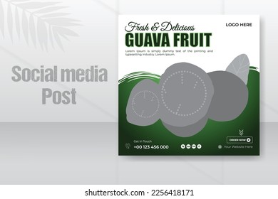 Frische und köstliche Guava-Frucht-Werbebanner für Social Media-Post-Template-Design