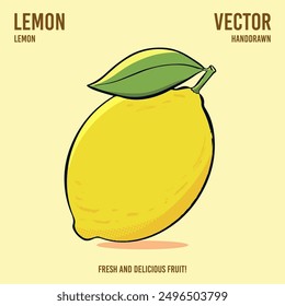 Fresh and delicious lemon fruit vector hand draw illustration