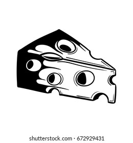 Fresh and delicious piece of cheese in doodle style, hand drawn