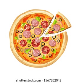 Fresh delicious pizza vector design illustration isolated on white background