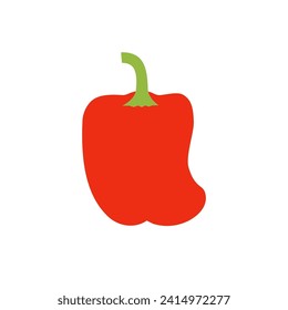 Pimienta fresca y deliciosa de campana roja. Ilustración vectorial plana aislada en fondo blanco.