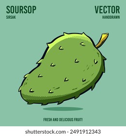 Fresh and delicious soursop fruit vector hand draw illustration