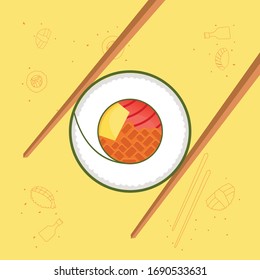 Fresh and delicious sushi vector design