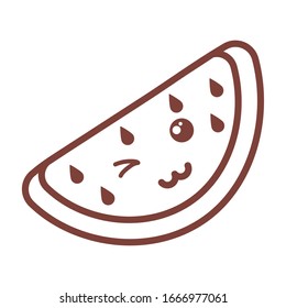 fresh and delicious watermelon , line style icon vector illustration design