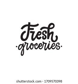 Entrega fresca. Cita de tipografía escrita a mano para un servicio de entrega de comida para comestibles. Ilustración del vector